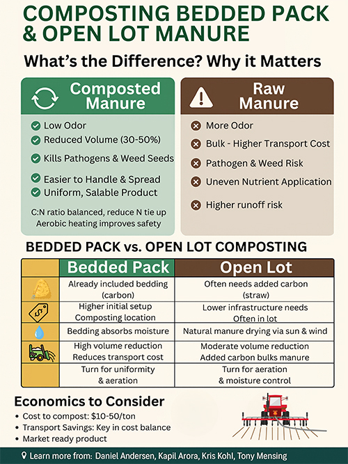 Table showing difference between composted and raw manure.