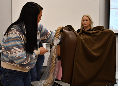 Breeding workshop attendees participate in a demonstration.