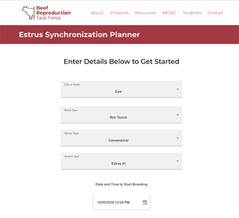 Illustration of estrus synchronization online planner.